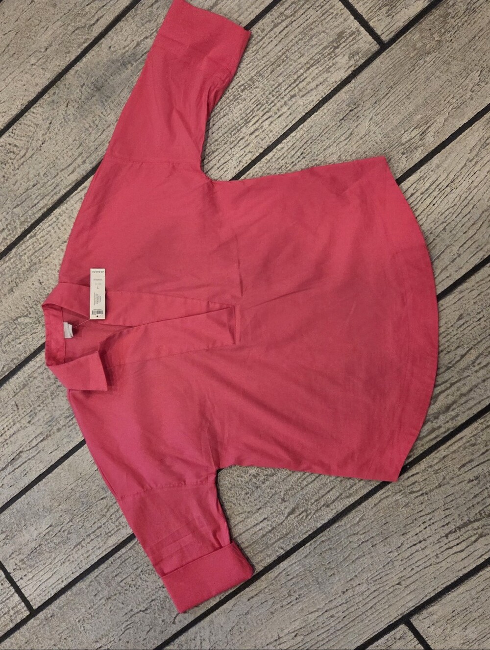 Chico's Bright Pink Split-Neck Short Sleeve Tunic NWT